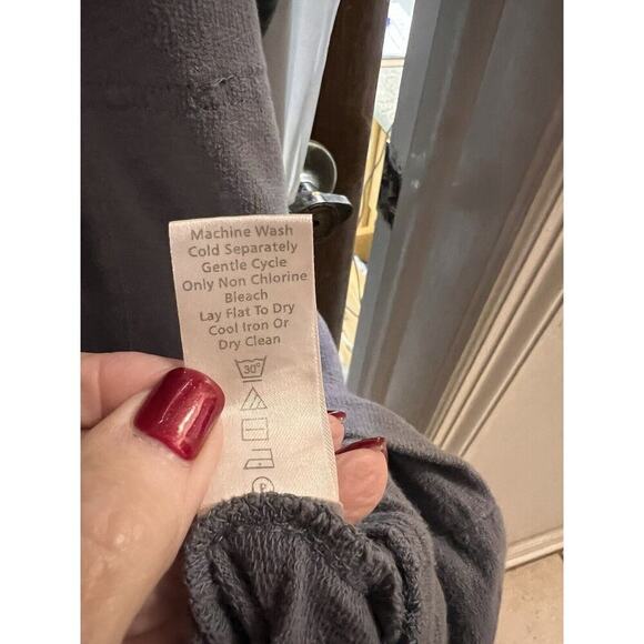 Athleta Caite Gray Cowl Neck Embroidered Sweatshirt Dress Size S Oversized Boho - Picture 7 of 8